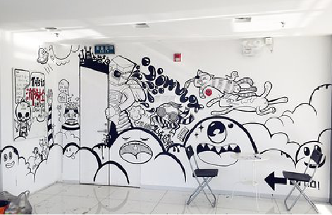 武汉手绘墙并非传统涂鸦。